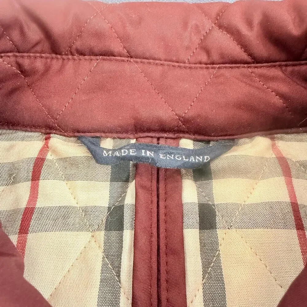 Burberry London quilted jacket diamond Nova check crimson made in England wmns M - Picture 5 of 16